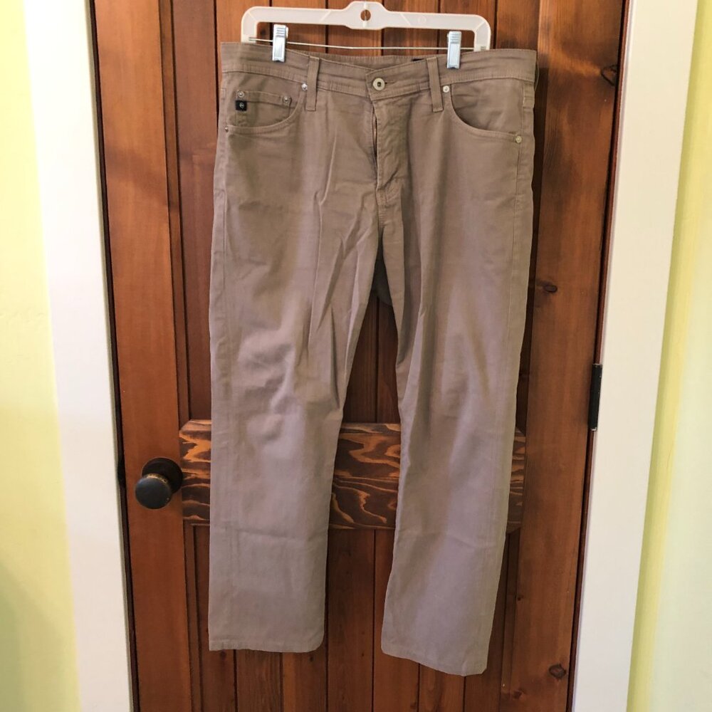 AG Everett Slim Straight Leg Stretch Cotton & Linen Pants - Tan Color